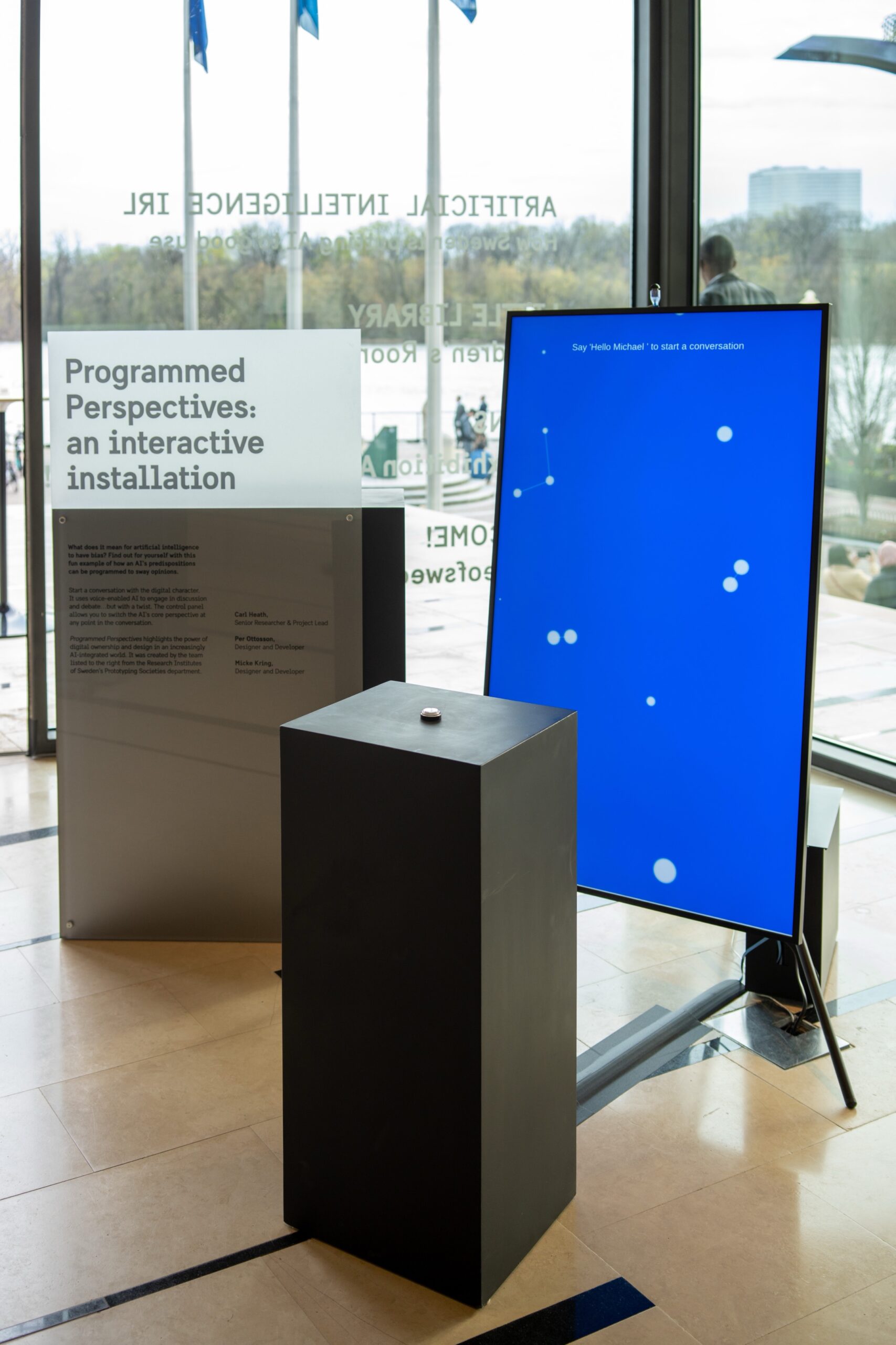The installation Programmed Perspectives at the House of Sweden in Washington.