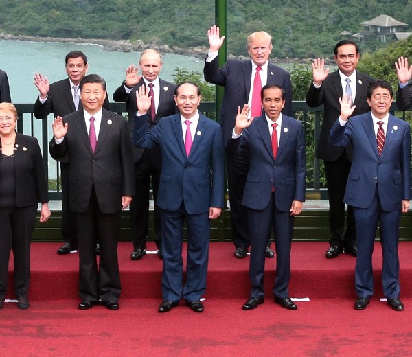 Xi Jinping, Vladimir Putin och Donald Trump vid APEC-mötet i Da Nang 2017